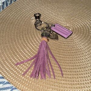 Coach Lavender Tassel heart purse charm